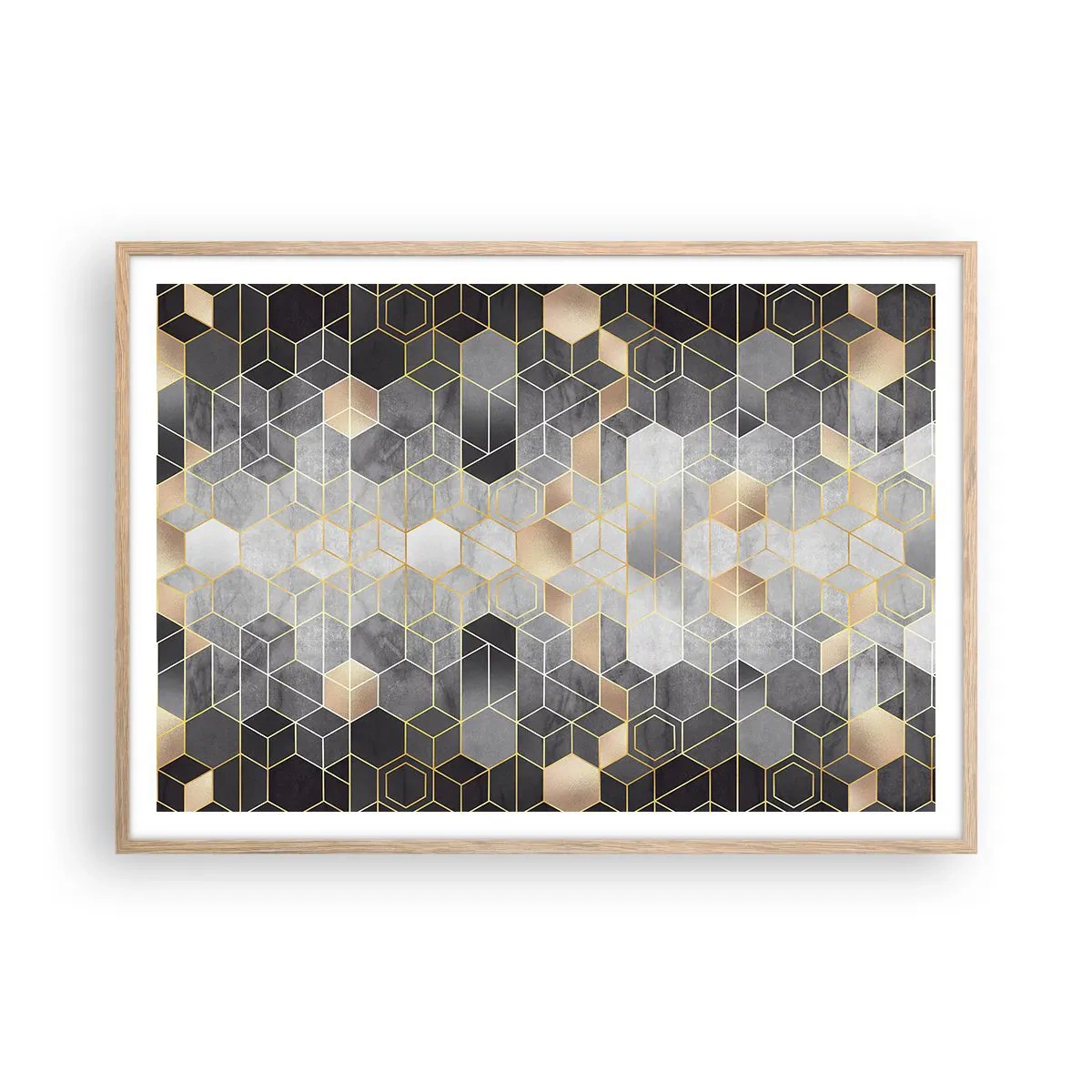 Poszter világos tölgy keretben - Gyémánt kompozíció - 100x70 cm