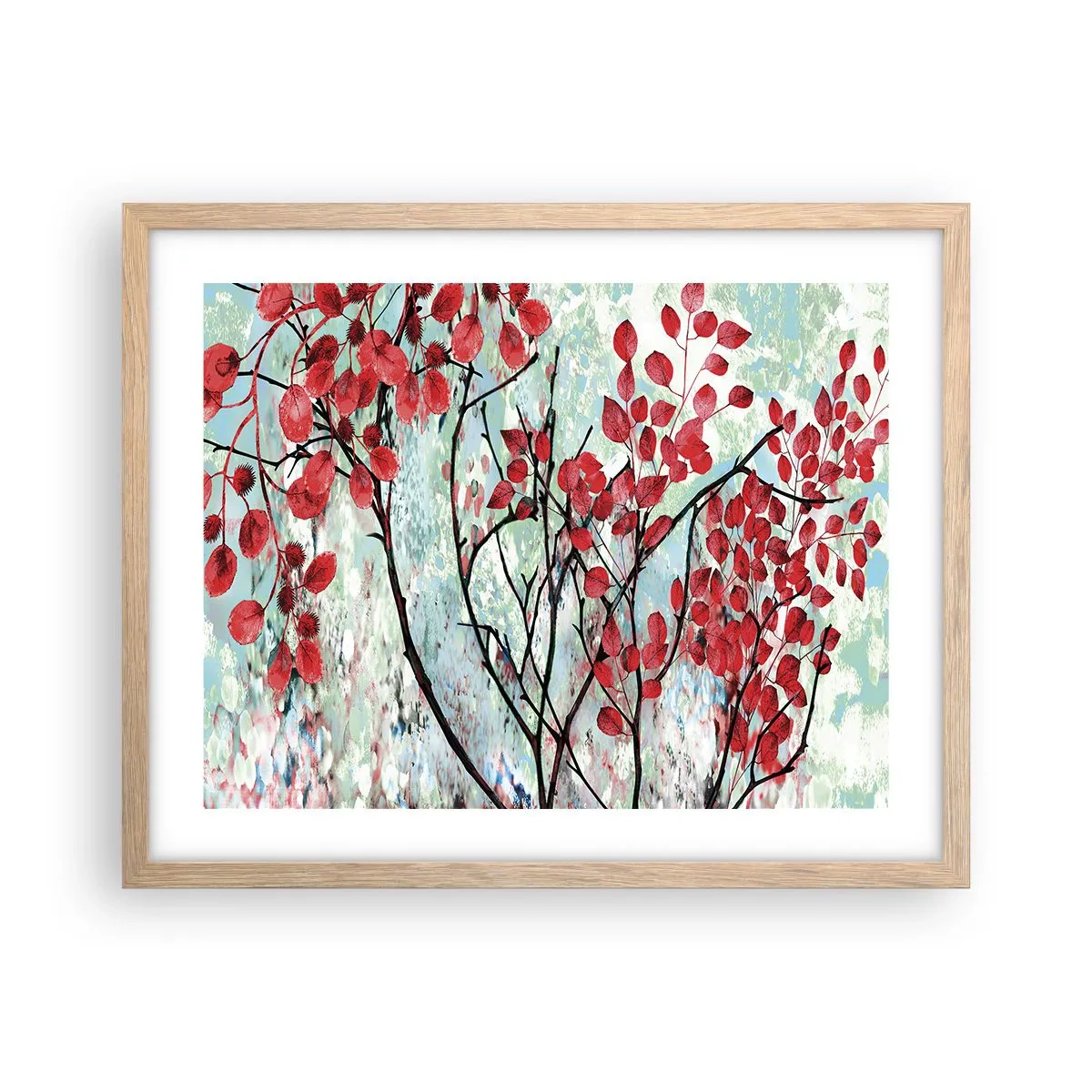 Poszter világos tölgy keretben - Fa skarlát színben - 50x40 cm