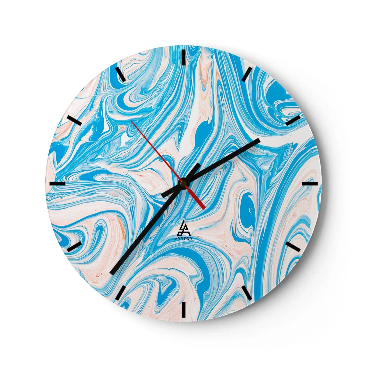 Falióra, Óra - Egy absztrakt medence türkiz és fehér árnyalatokban - 30x30cm - Mocsár türkizben - Modern fali dekoráció nappalihoz, konyhához és hálószobához ARTTOR