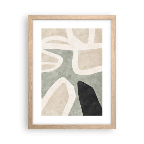 Poszter világos tölgy keretben - Kompozíció fekete témával - 30x40 cm