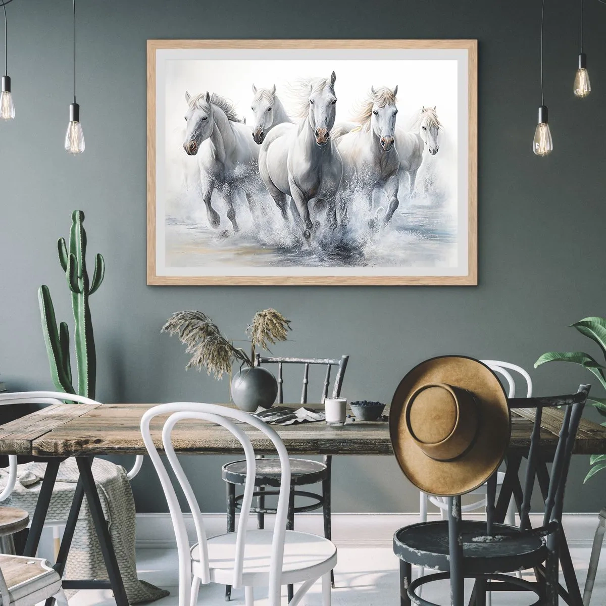 Poszter világos tölgy keretben - Fehér varázslat - 100x70 cm