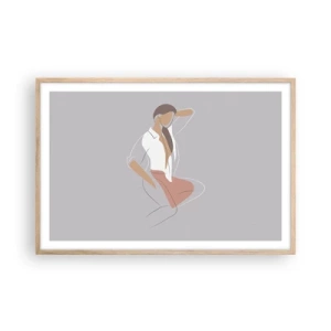 Poszter világos tölgy keretben - Kecsesség kontúrja - 91x61 cm