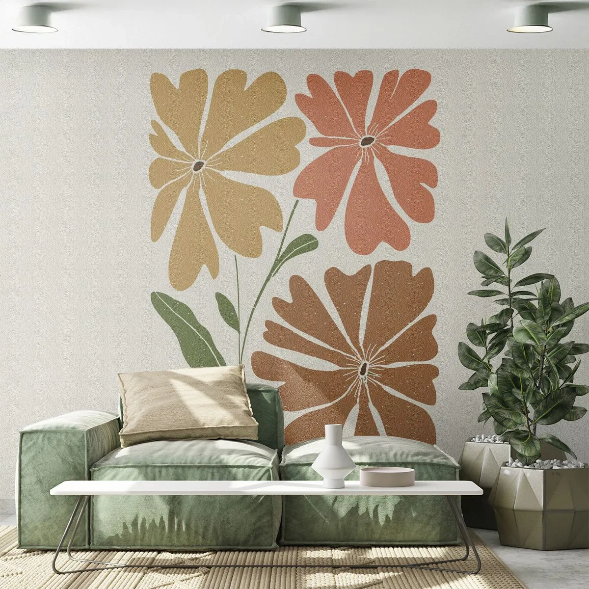 Öntapadós Fotótapéta Deluxe Sticker - Természet és geometria - Boho, Virágok, Minimalizmus - 250x175 cm