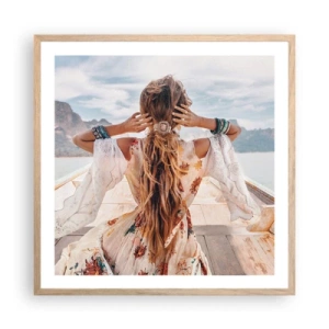 Poszter világos tölgy keretben - Az út a boldogság felé  - 60x60 cm