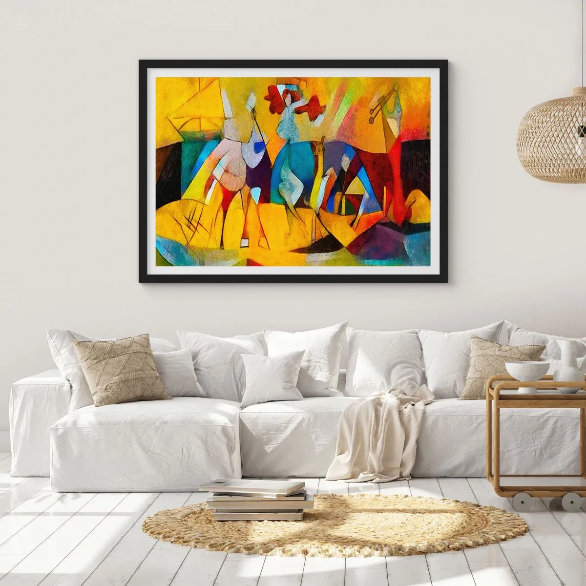 Poszter fehér keretben - Nap - élet - boldogság - 50x40 cm