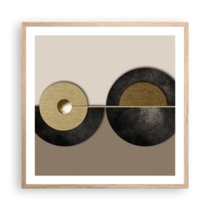 Poszter világos tölgy keretben - Variációk egy kör körül - 60x60 cm