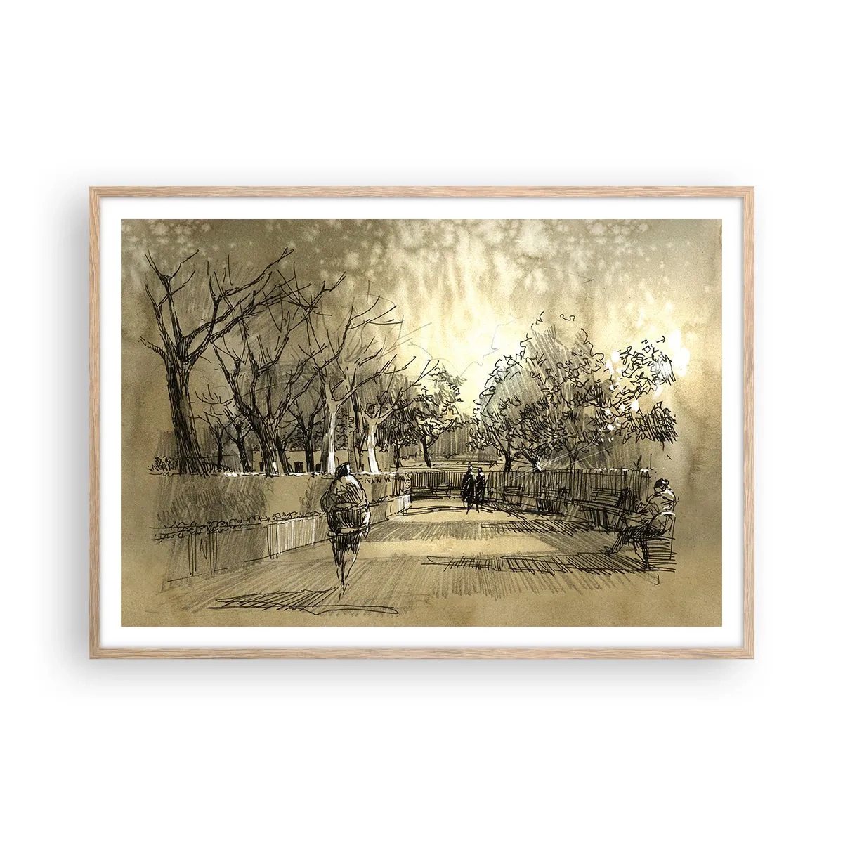 Poszter világos tölgy keretben - Egy tollal megállított pillanat - 100x70 cm