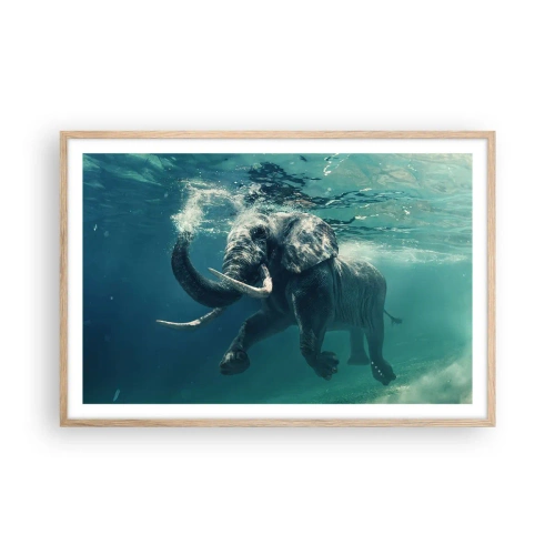 Poszter világos tölgy keretben - Mindenki szeret úszni - 91x61 cm