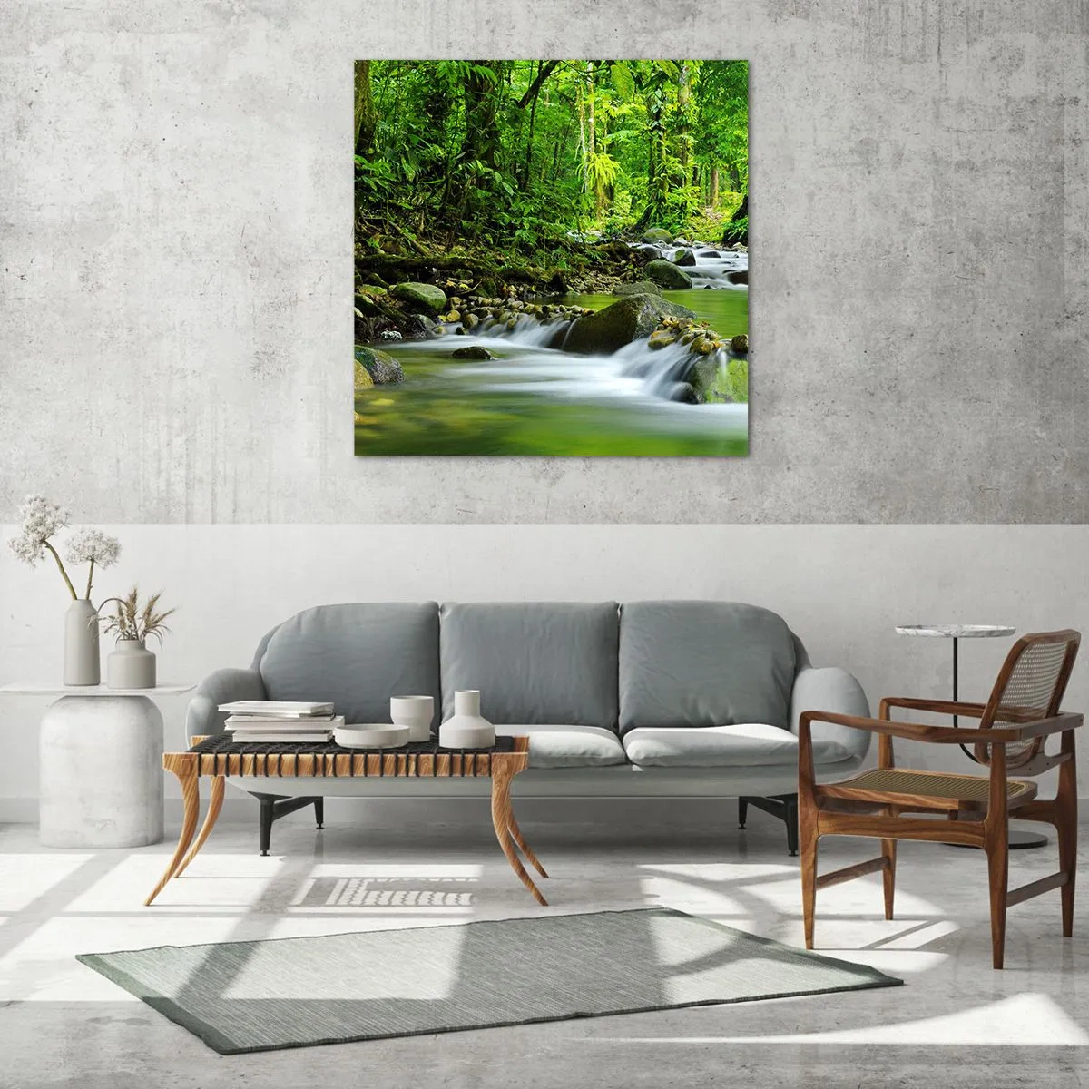 Üveg kép - Úszni a zöld tengerében - 60x60 cm