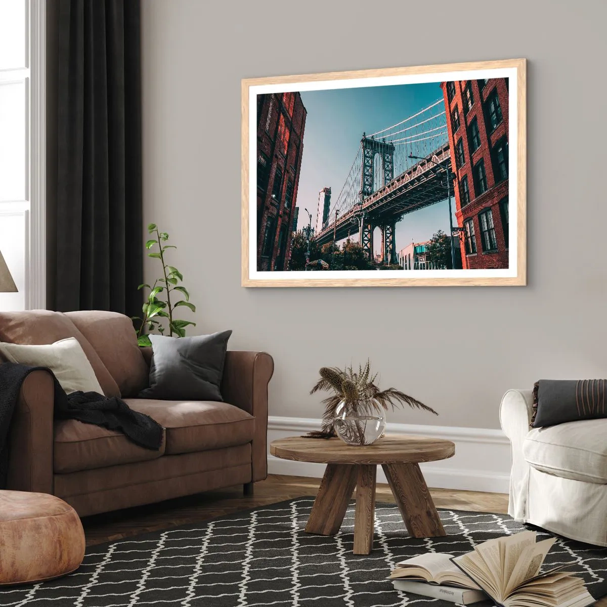 Poszter világos tölgy keretben - A város hullámai fölött - 100x70 cm