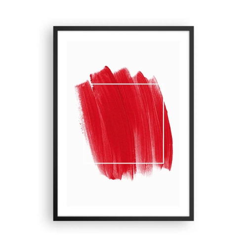Poszter fehér keretben - Piros ecset fehér körvonallal minimalista stílusban - 50x70cm - A kereten kívül - Modern fali dekoráció nappalihoz és hálószobához ARTTOR