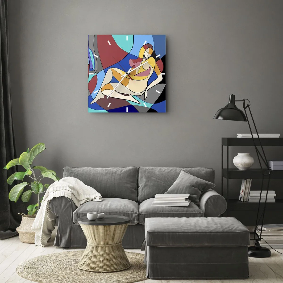 Falióra, Óra - Kubista akt - 40x40 cm