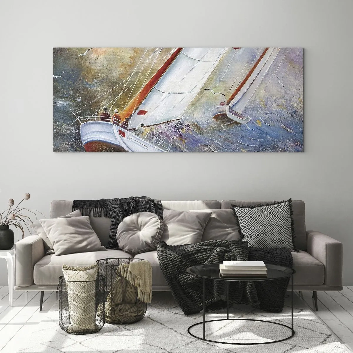 Üveg kép - A hullámokon futók - 100x40 cm