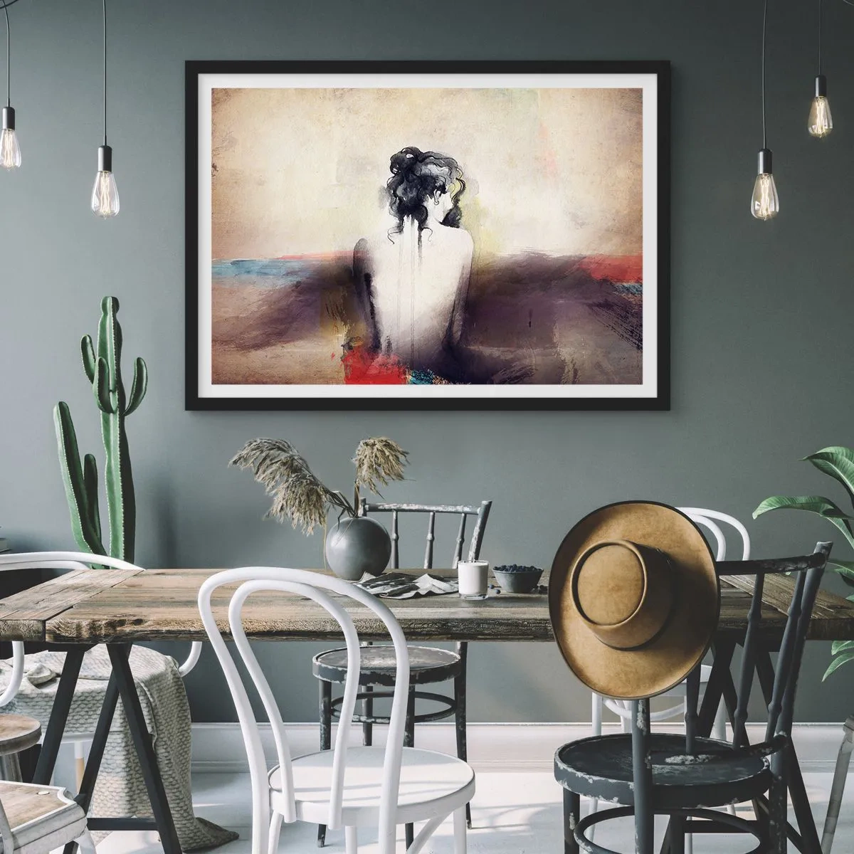Poszter fehér keretben - Sima vonalak, ovális formák - 70x50 cm