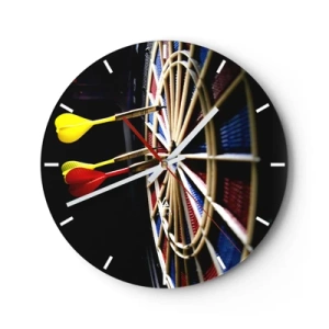 Falióra, Óra - Darts eltalálja a célt - 30x30cm - Pont a lényeg - Modern fali dekoráció nappalihoz, konyhához és hálószobához ARTTOR