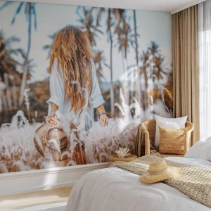 Fotótapéta Premium Sand - Fűbolyhból született - Nő, Szüret, Boho - 350x256 cm