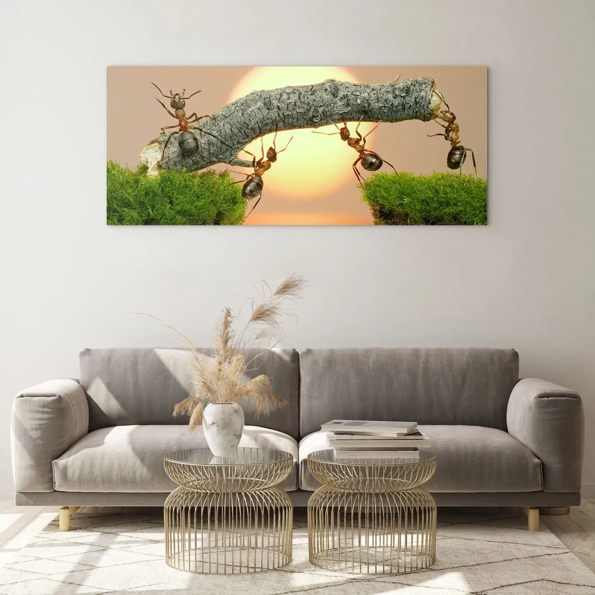 Üveg kép - Boldog, közös munka - 120x50 cm