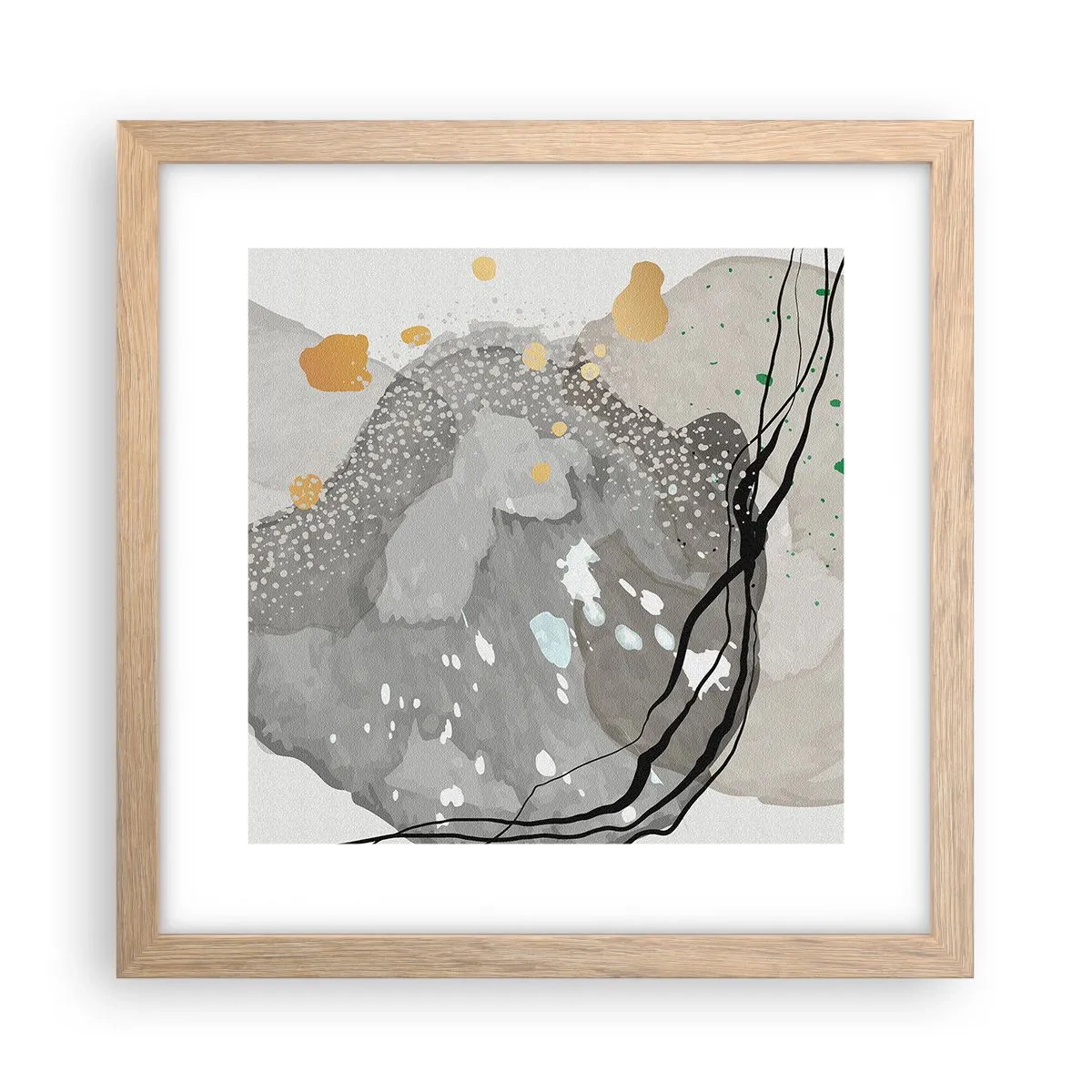 Poszter világos tölgy keretben - Organikus kompozíció - 30x30 cm