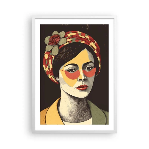 Poszter fekete keretben - Korall hölgy - 50x70 cm