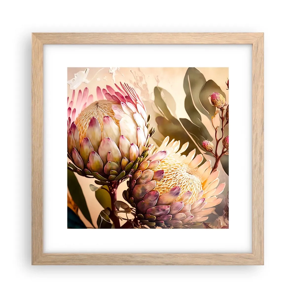 Poszter világos tölgy keretben - Gyengéden átölelve - 30x30 cm