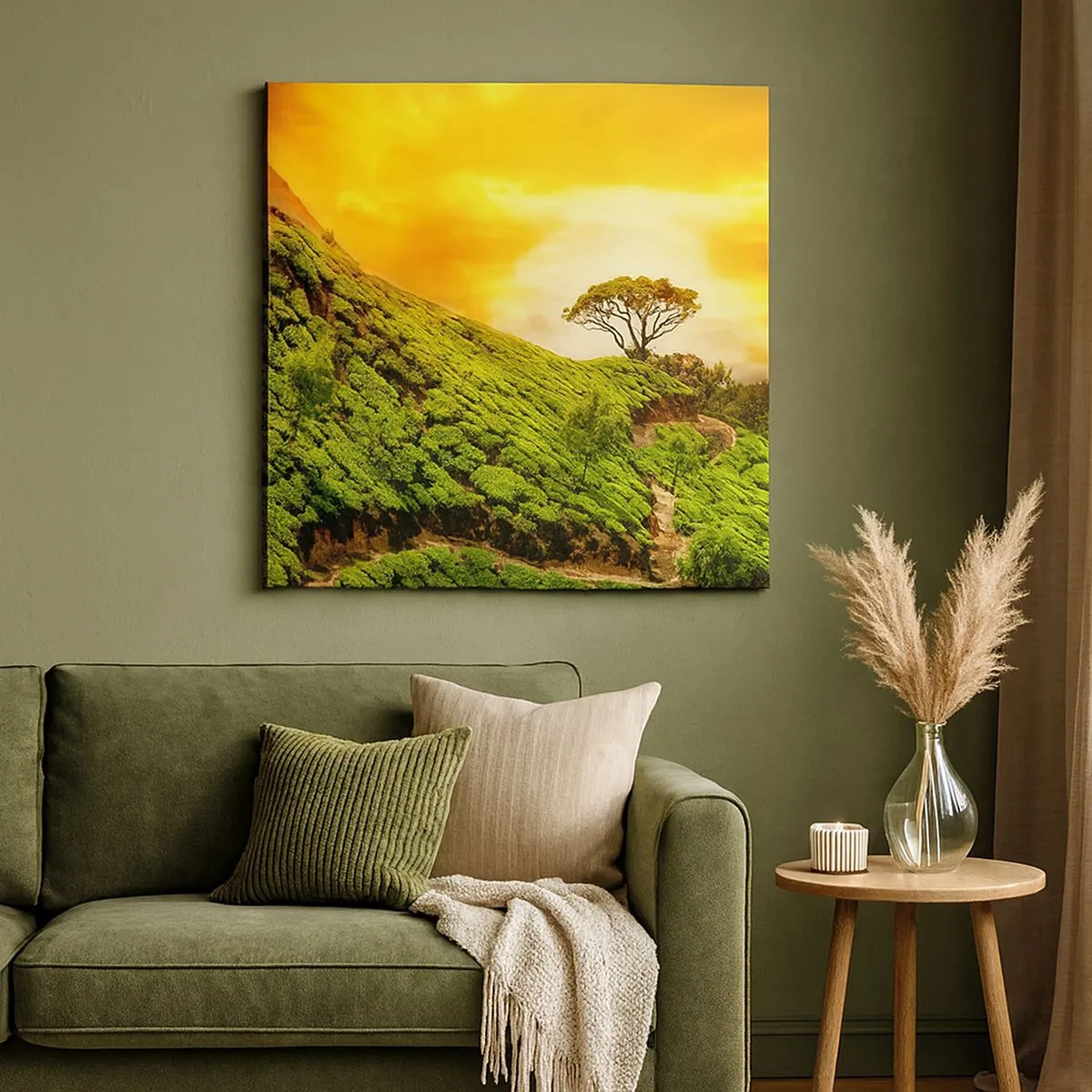 Vászonkép - Kanyargós ösvény, zöld lejtő - 30x30 cm