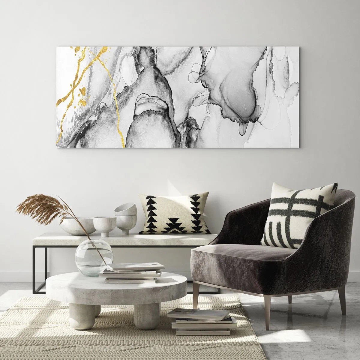 Üveg kép - Arany motívumú kompozíció - 100x40 cm