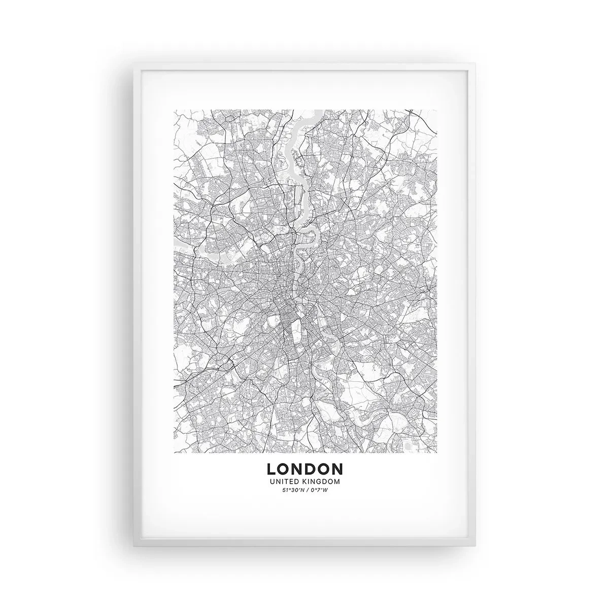 Poszter fekete keretben - A londoni labirintus térképe - 70x100 cm