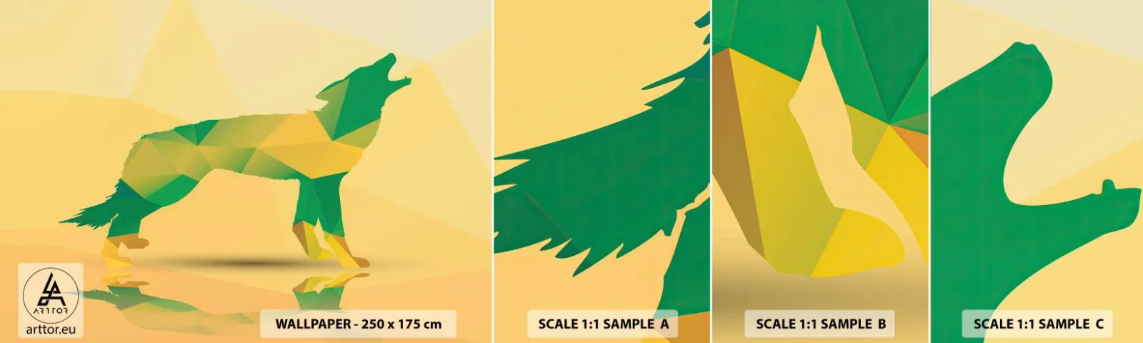 Fotótapéta Minta Standard Eco - Magányos farkas - Állatok, Farkas, Geometriai ábra - 100x30 cm