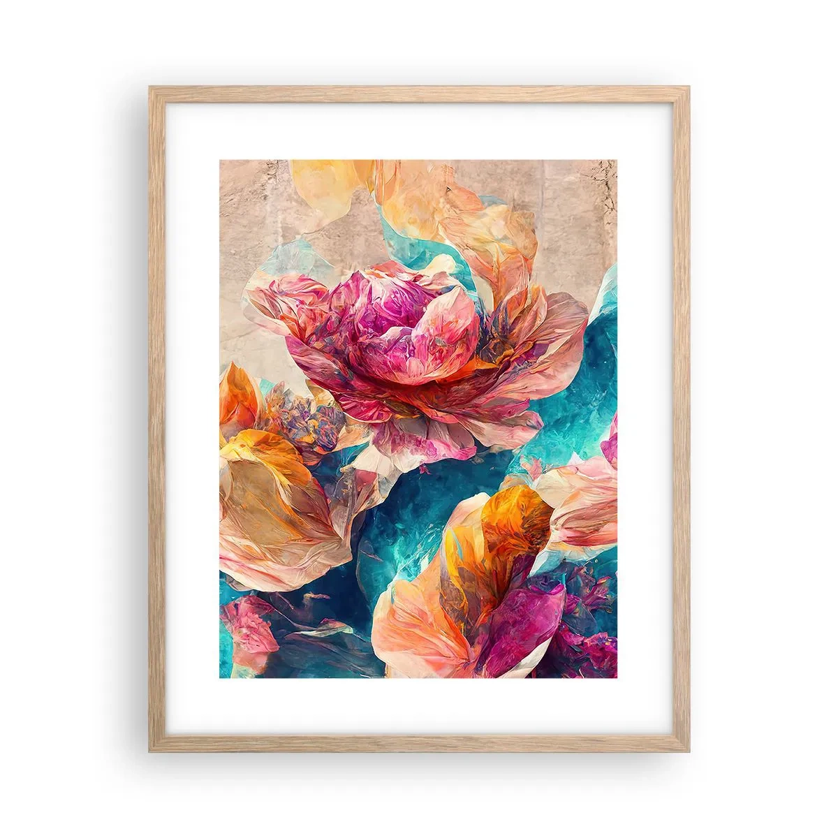 Poszter világos tölgy keretben - Egy csokor színes pompája - 40x50 cm