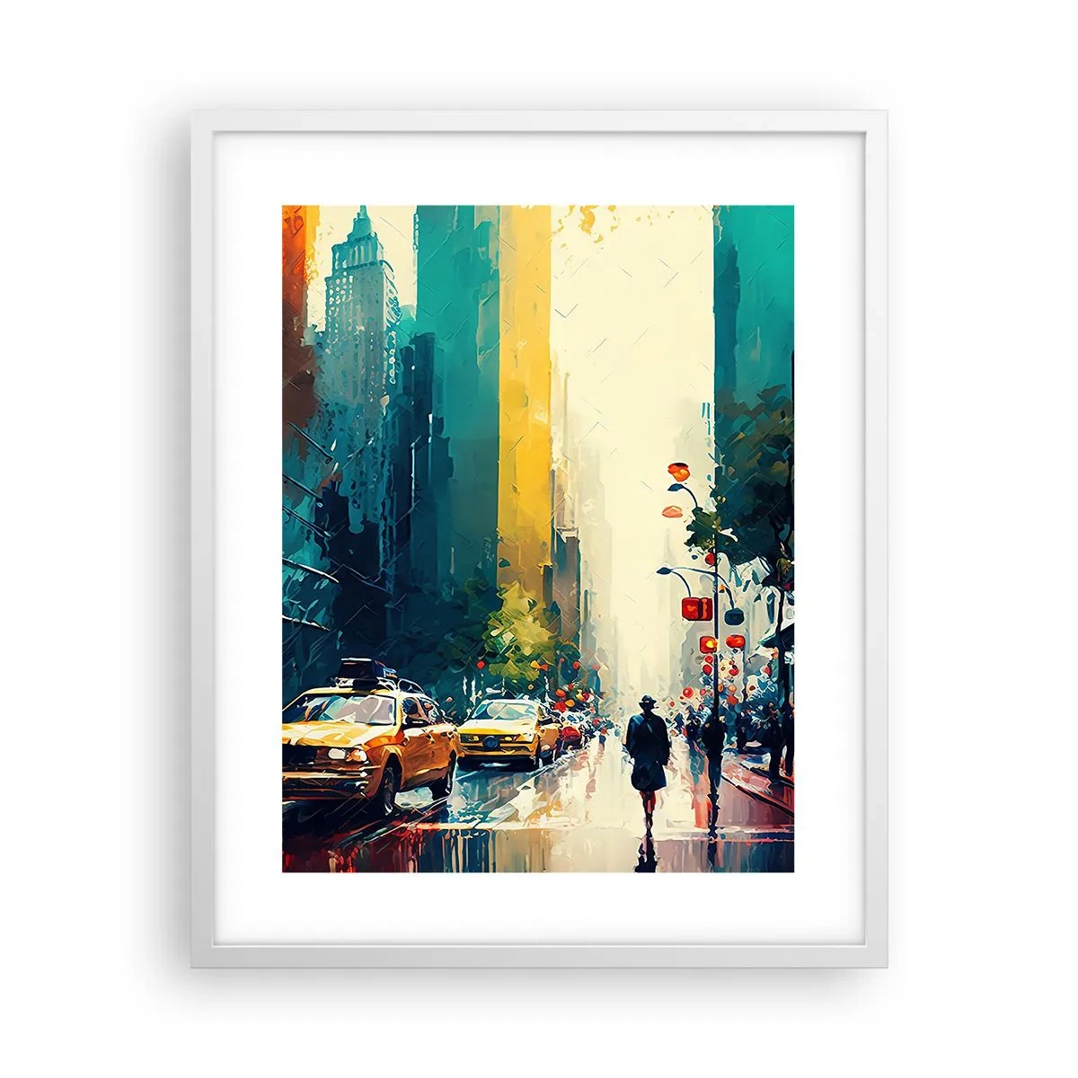 Poszter fekete keretben - New York - itt még az eső is színes. - 40x50 cm