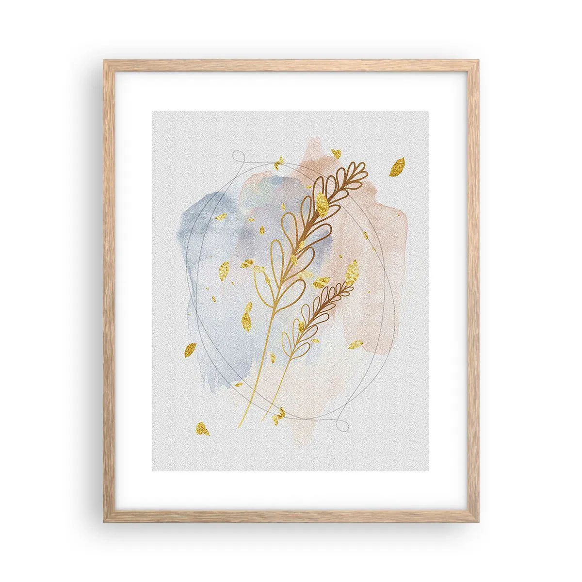 Poszter világos tölgy keretben - Aranyszínű fuvallat - 40x50 cm