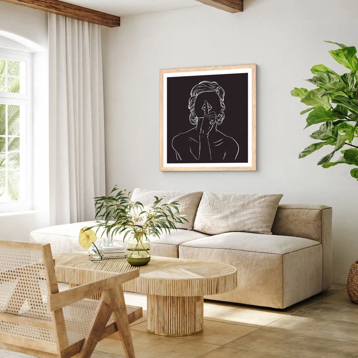 Poszter világos tölgy keretben - A szépség csendben virágzik - 60x60 cm