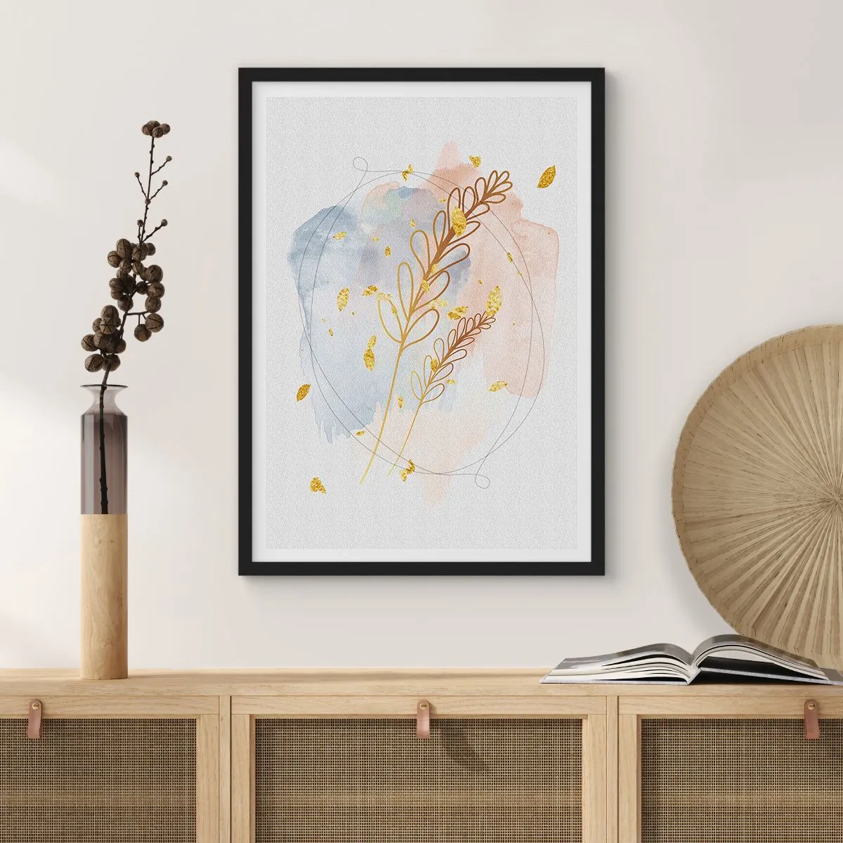 Poszter fehér keretben - Aranyszínű fuvallat - 61x91 cm