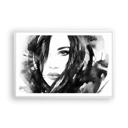 Poszter fekete keretben - Fekete-fehér hölgy portréja - 91x61 cm