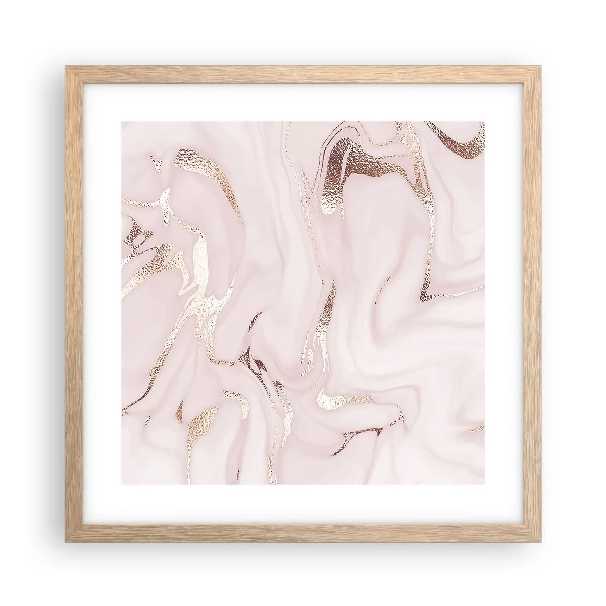Poszter világos tölgy keretben - Rózsaszín tébolyban - 40x40 cm