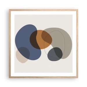 Poszter világos tölgy keretben - Színek cseppjei - 60x60 cm