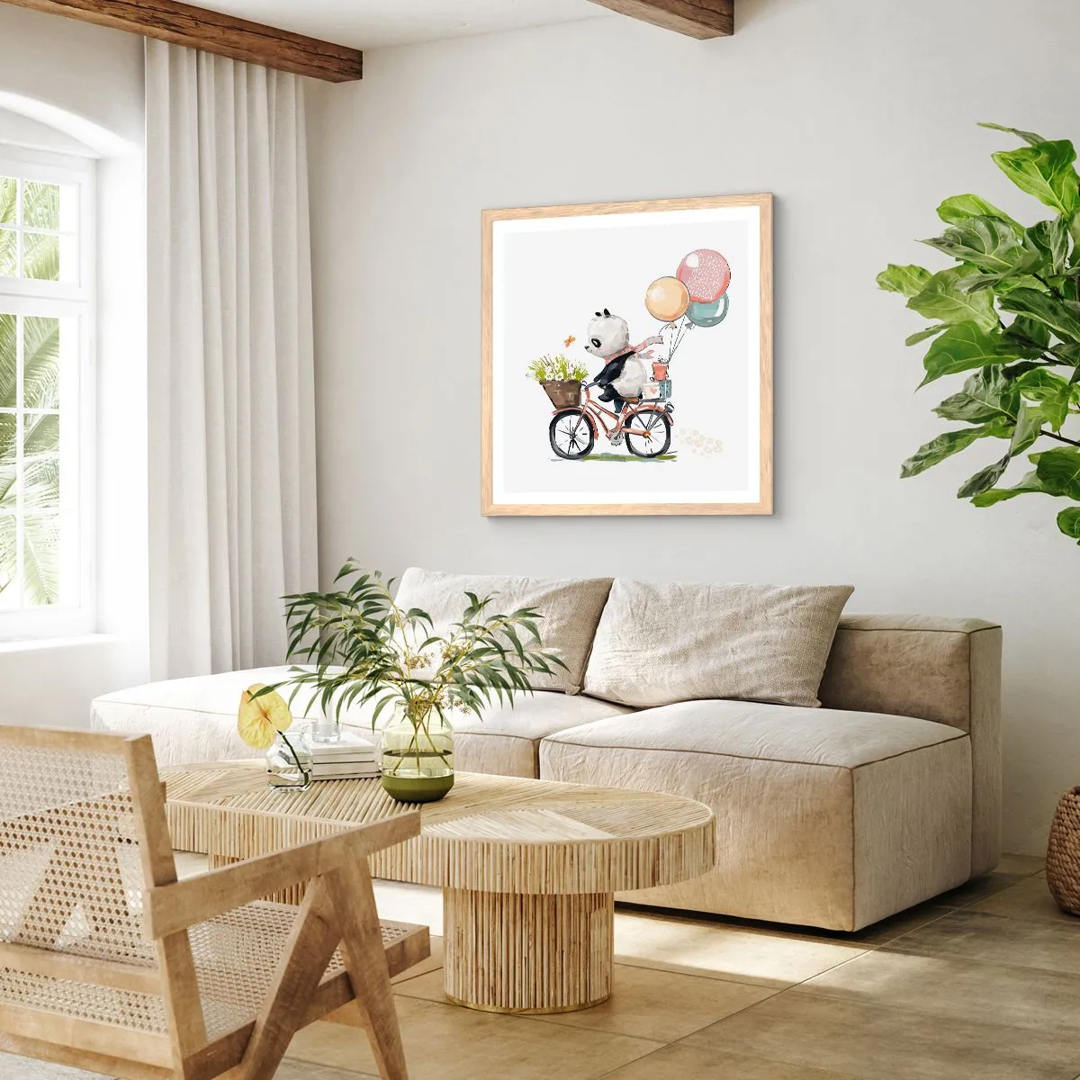 Poszter világos tölgy keretben - Boldog nap - 30x30 cm