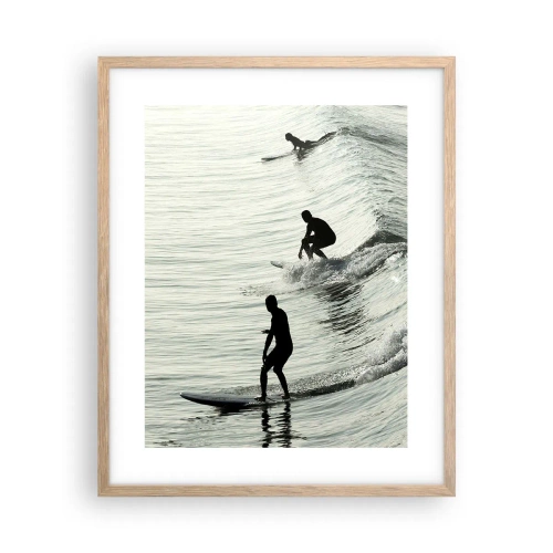 Poszter világos tölgy keretben - A hullámmal találkozni - 40x50 cm