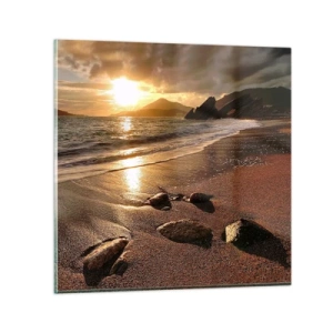 Üveg kép - Kövesd a napot a dombok felé - 40x40 cm