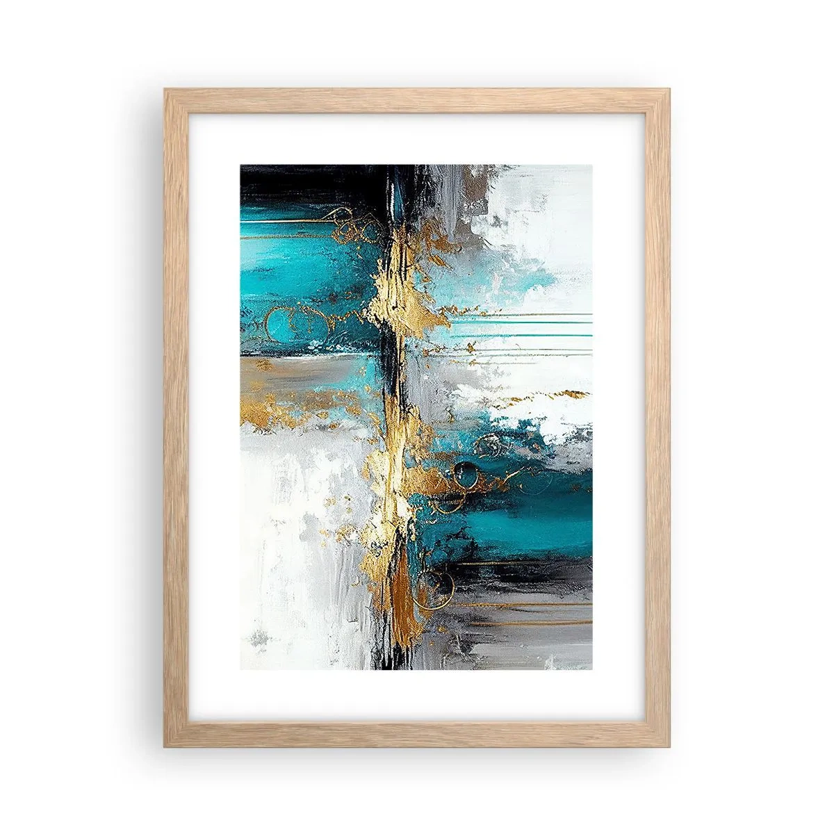 Poszter világos tölgy keretben - Minden áramlik - 30x40 cm