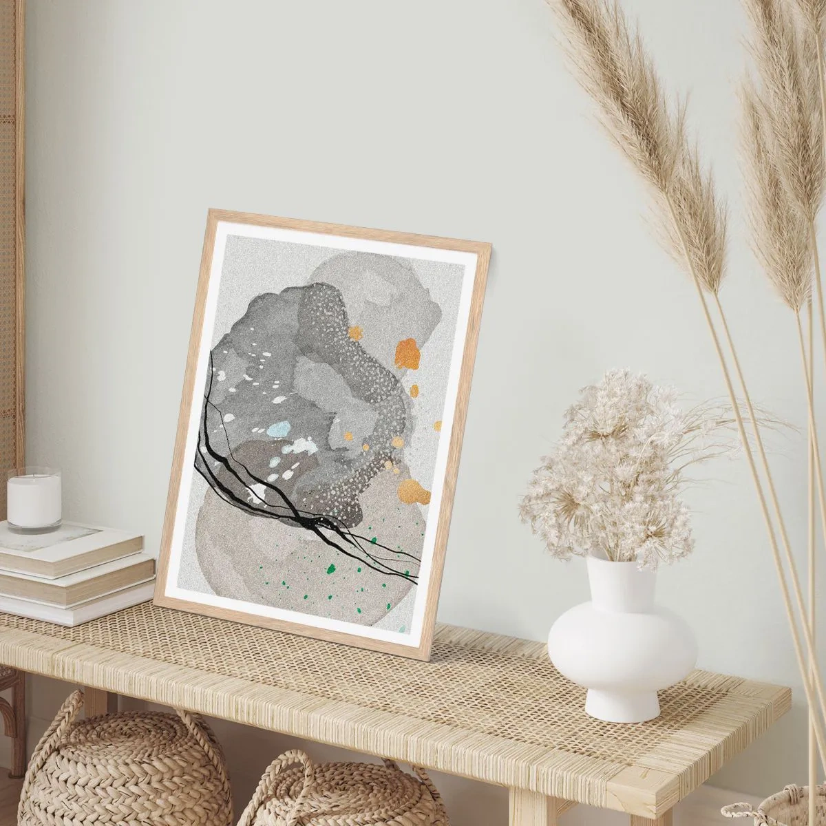 Poszter világos tölgy keretben - Organikus kompozíció - 70x100 cm