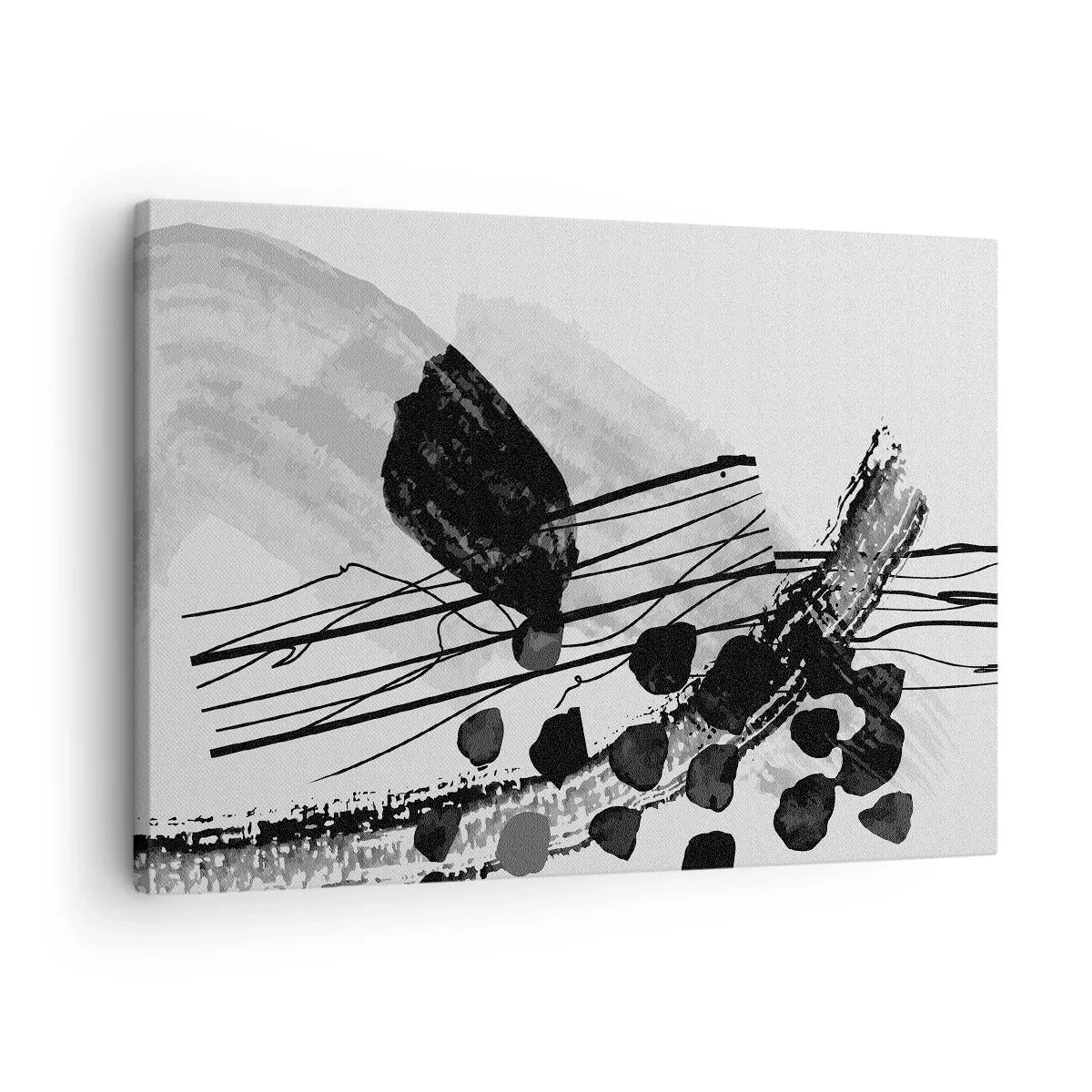Vászonkép - Fekete-fehér absztrakt kompozíció organikus formákkal - 70x50cm - Fekete-fehér organikus absztrakció - Modern fali dekoráció nappalihoz és hálószobához ARTTOR