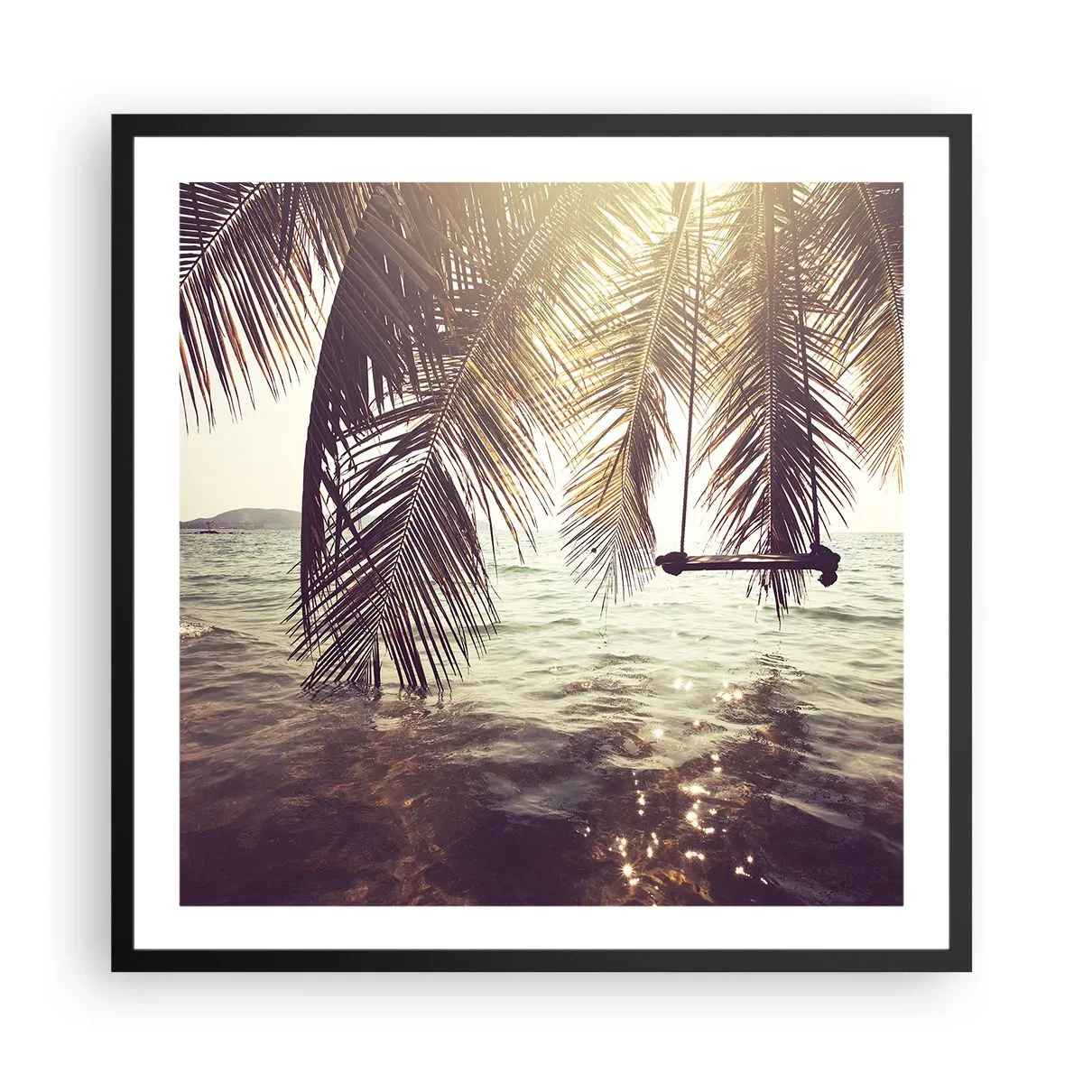 Poszter fehér keretben - Tetszés szerint hintázhat a felhők között - 60x60 cm