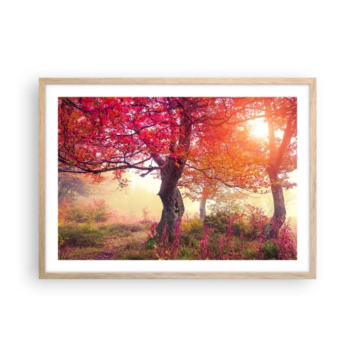 Poszter világos tölgy keretben - Virágzás őrülete - 70x50 cm