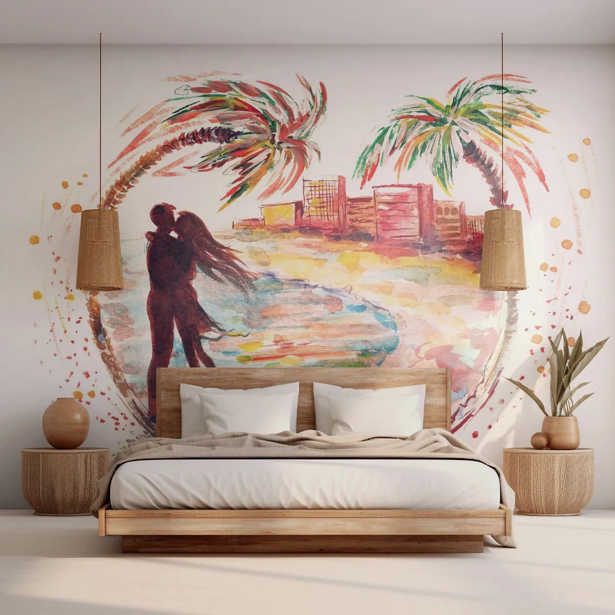 Öntapadós Fotótapéta Deluxe Sticker - Romantikus nyaralás - Emberek, Kókuszpálma, Strand - 150x105 cm