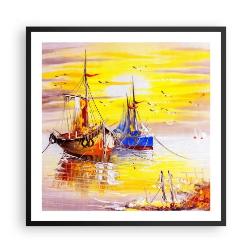 Poszter fehér keretben - Megérdemelt pihenés a kikötőben - 60x60 cm
