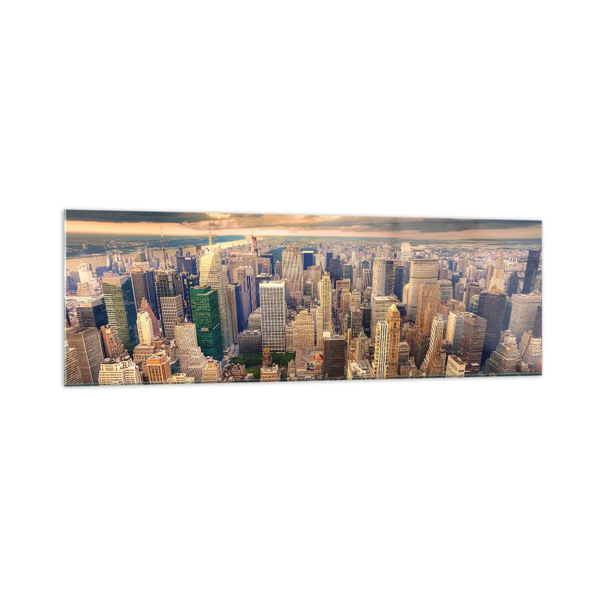 Üveg kép - Aranyozott metropolisz - 160x50 cm