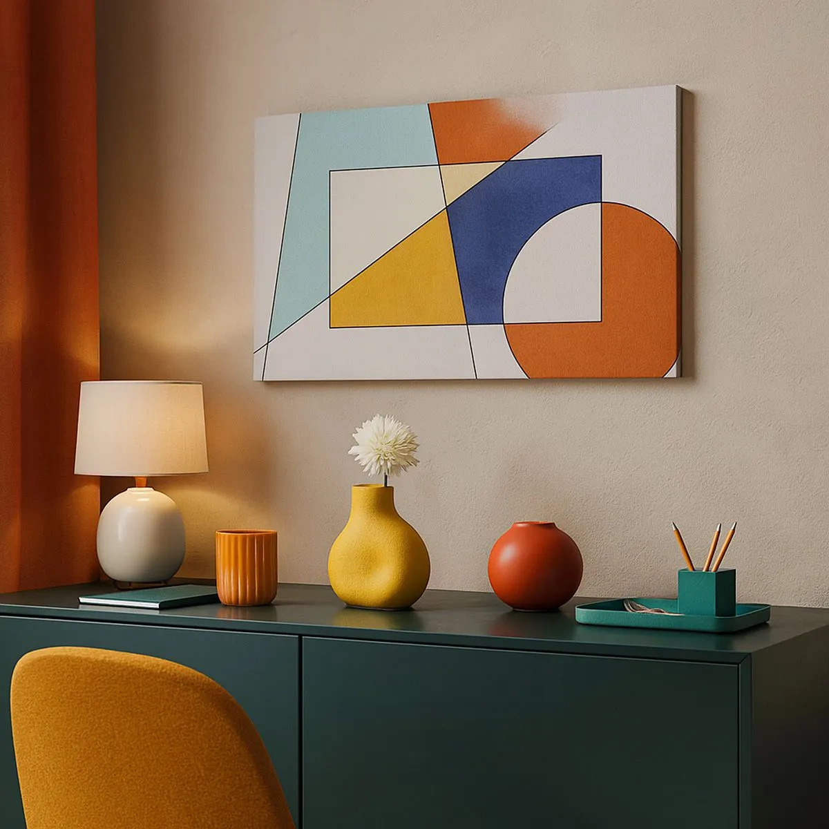 Vászonkép - Absztrakció: modernista szórakozás - 100x40 cm