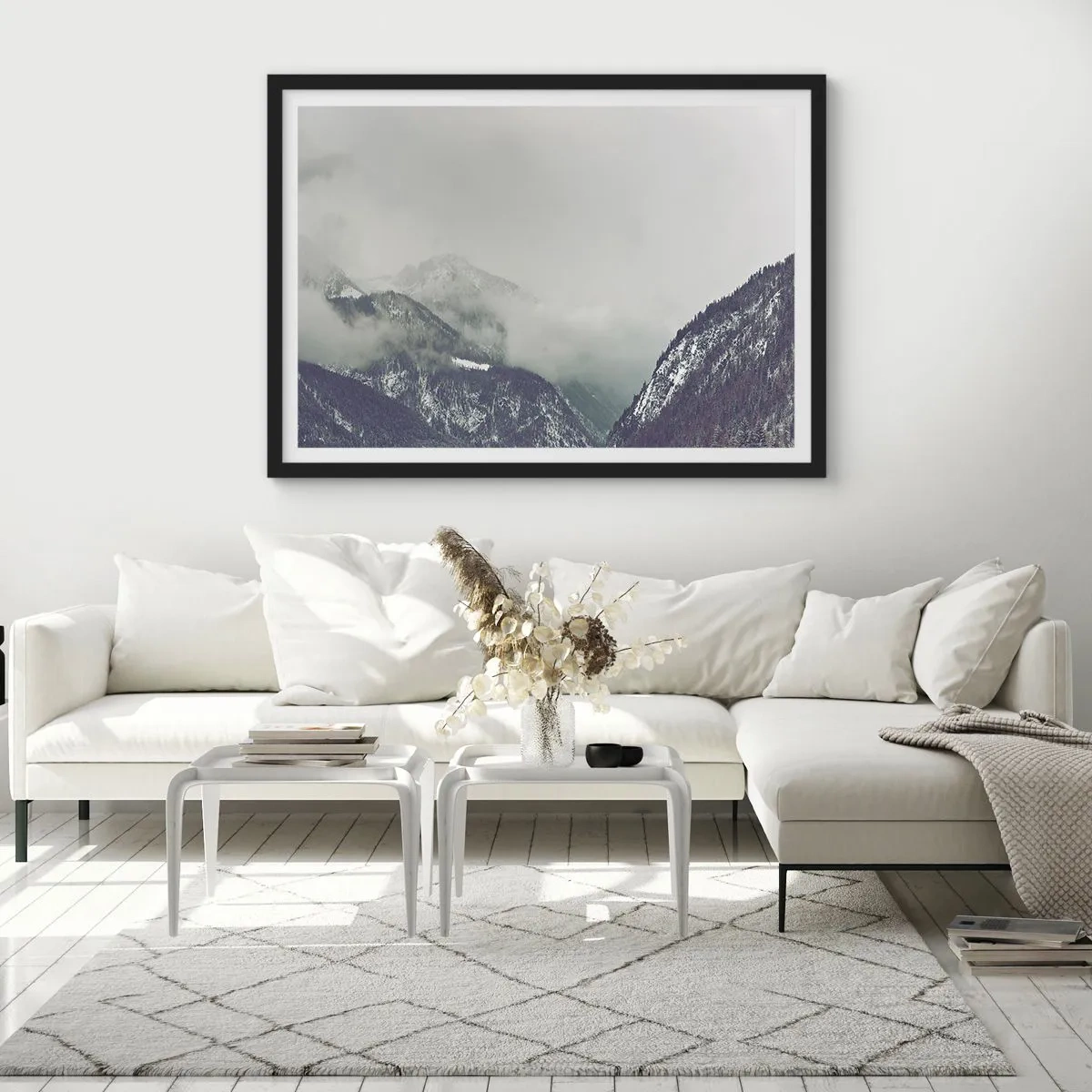 Poszter fehér keretben - Ködös völgy - 91x61 cm