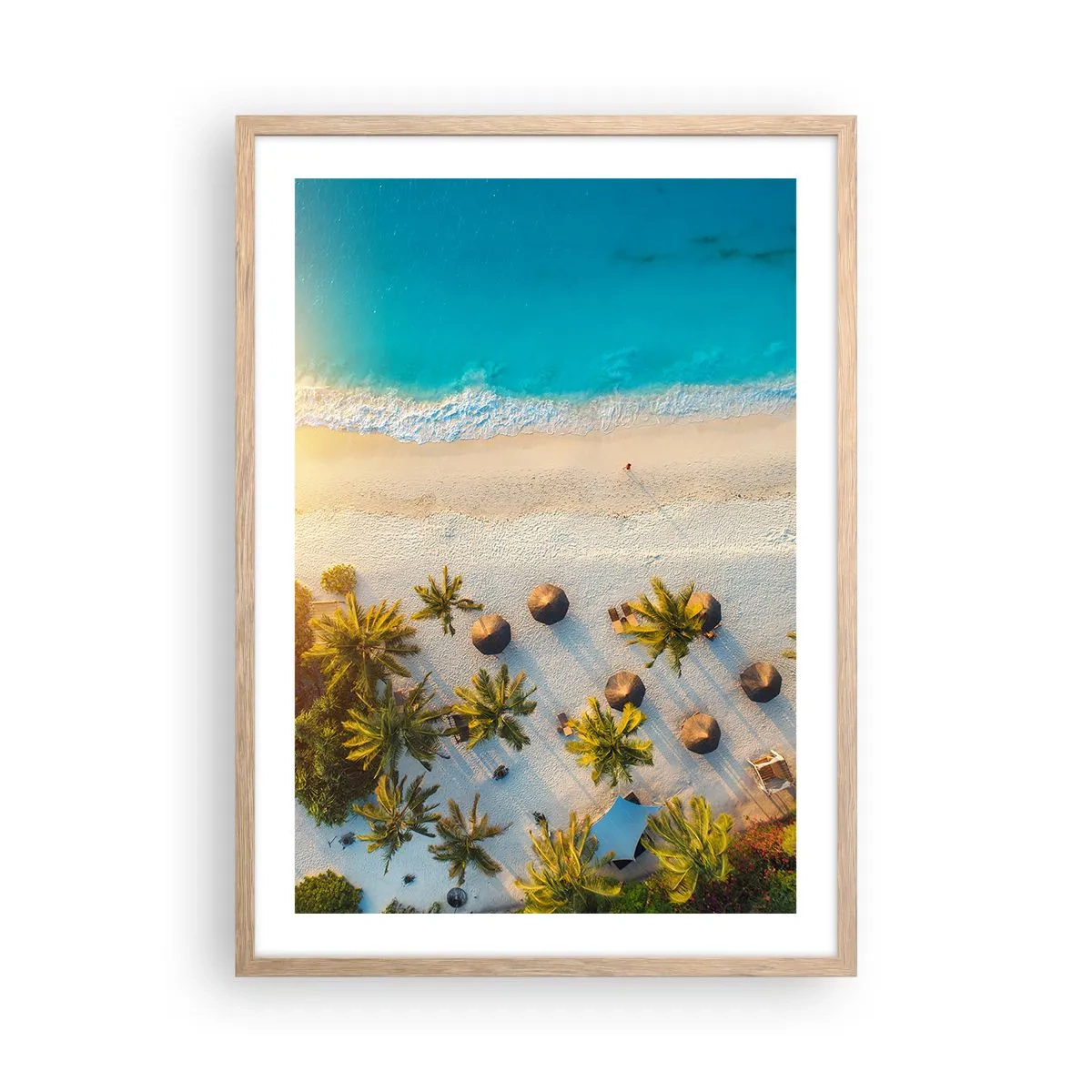 Poszter világos tölgy keretben - Üdvözöljük a paradicsomban - 50x70 cm